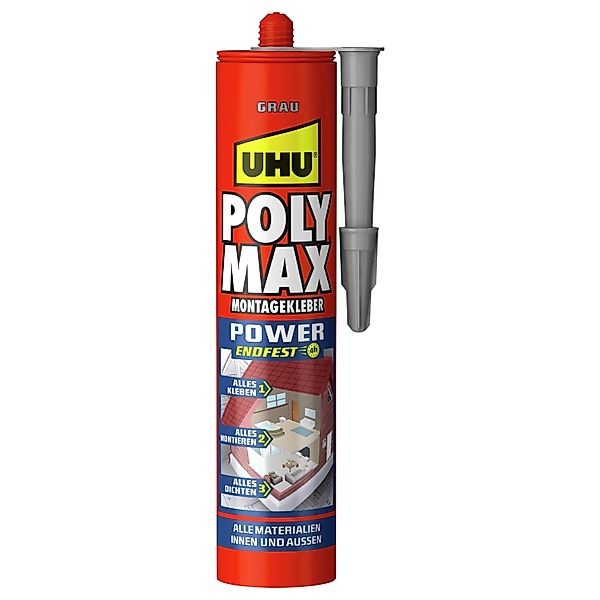 UHU Poly Max Montagekleber Power Grau 425 g Kartusche günstig online kaufen