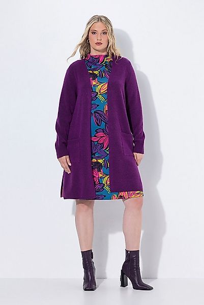 Ulla Popken Strickjacke Long-Strickjacke offene Form V-Ausschnitt günstig online kaufen