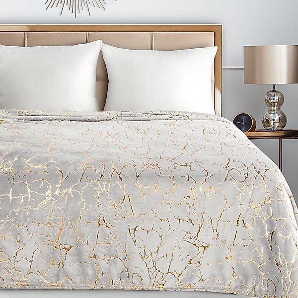 Wohndecke MARMOR, Eurofirany, 150x200 goldenes Marmor-Muster, günstig online kaufen