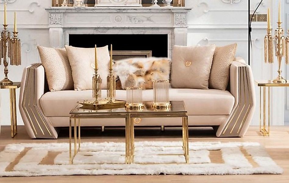 JVmoebel 3-Sitzer Sofa Luxus 3 Sitzer Couch Polster Holz Leder Wohnzimmer D günstig online kaufen