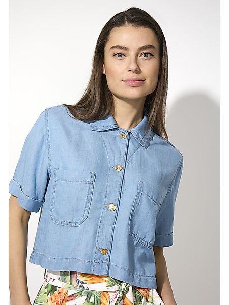 MORE&MORE Kurzarmbluse Jeansbluse günstig online kaufen