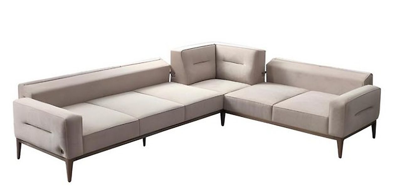 JVmoebel Ecksofa Beige Ecksofa Sofa Couch Wohnlandschaft Textil Eck Garnitu günstig online kaufen