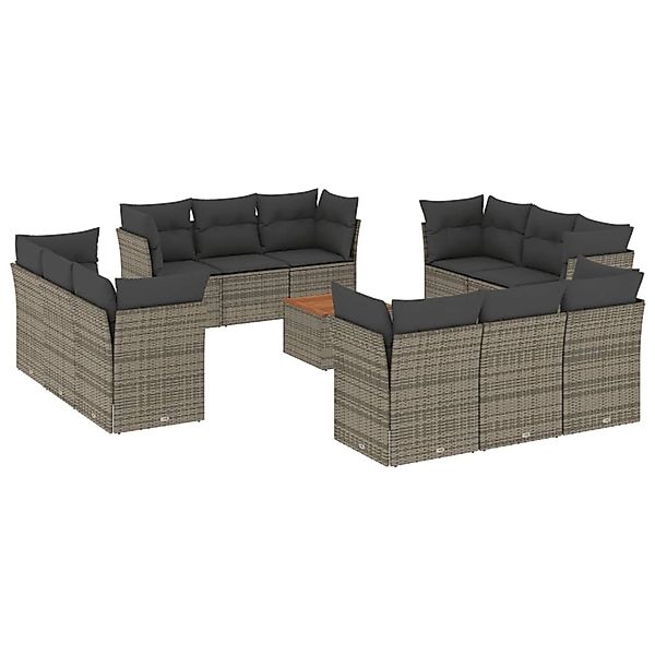 vidaXL 13-tlg Garten-Sofagarnitur mit Kissen Grau Poly Rattan Modell 30 günstig online kaufen