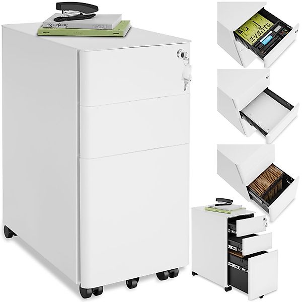 tectake Rollcontainer Aktenrollschrank, aus pulverbeschichtetem Stahl günstig online kaufen