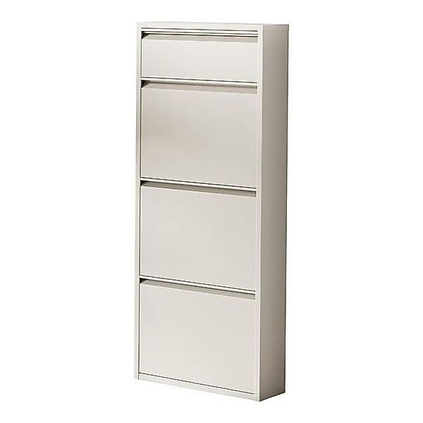 en.casa Schuhschrank »Sokndal« mit 3+1 Klappen Metall Pfefferweiß günstig online kaufen