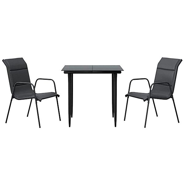 vidaXL 3-Tlg Garten-Essgruppe Schwarz Stahl und Textilene 3200702 günstig online kaufen