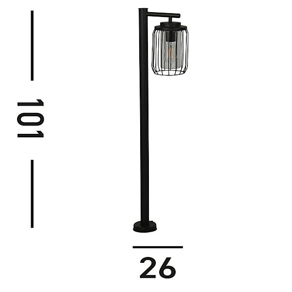 Wegeleuchte Reed, IP44, schwarz, Höhe 100 cm, Metall günstig online kaufen
