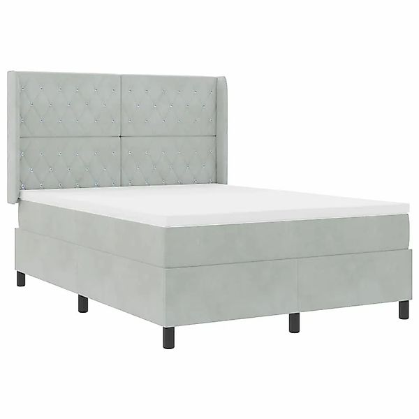 vidaXL Boxspringbett mit Kopfteil Hellgrau 140 x 190 cm Samt 3341948 günstig online kaufen