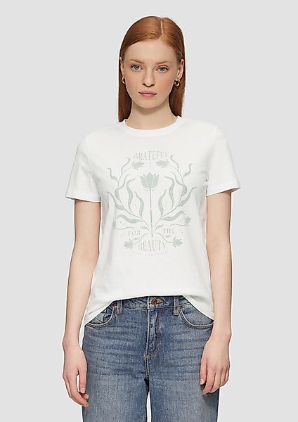 QS Kurzarmshirt Baumwollshirt mit Frontprint günstig online kaufen