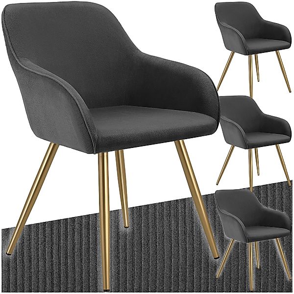 tectake Esszimmerstuhl Küchenstuhl Marilyn, Cordoptik, gepolstert günstig online kaufen
