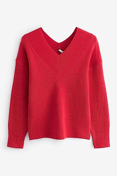 Next V-Ausschnitt-Pullover Ripp-Oberteil mit V-Ausschnitt (1-tlg) günstig online kaufen