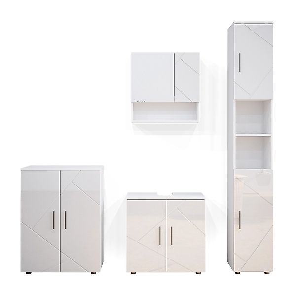 Vicco Badmöbel-Set Irma, Weiß Hochglanz, 4 Teile, mit Hochschrank und Kommo günstig online kaufen