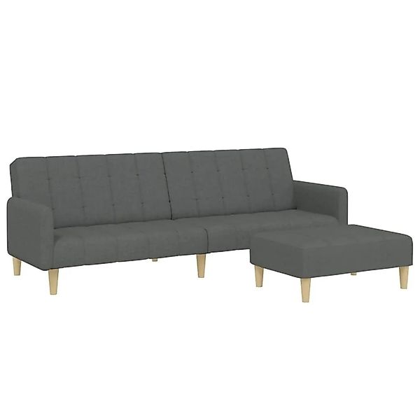 vidaXL Schlafsofa 2-Sitzer mit Fußhocker Dunkelgrau Stoff 3258089 günstig online kaufen