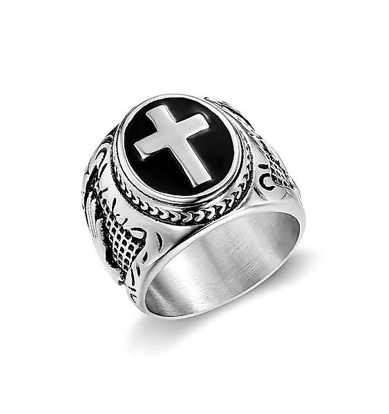 Karisma Schmuck Fingerring Herrenring Edelstahl Emailliert Kreuz RSS505 günstig online kaufen