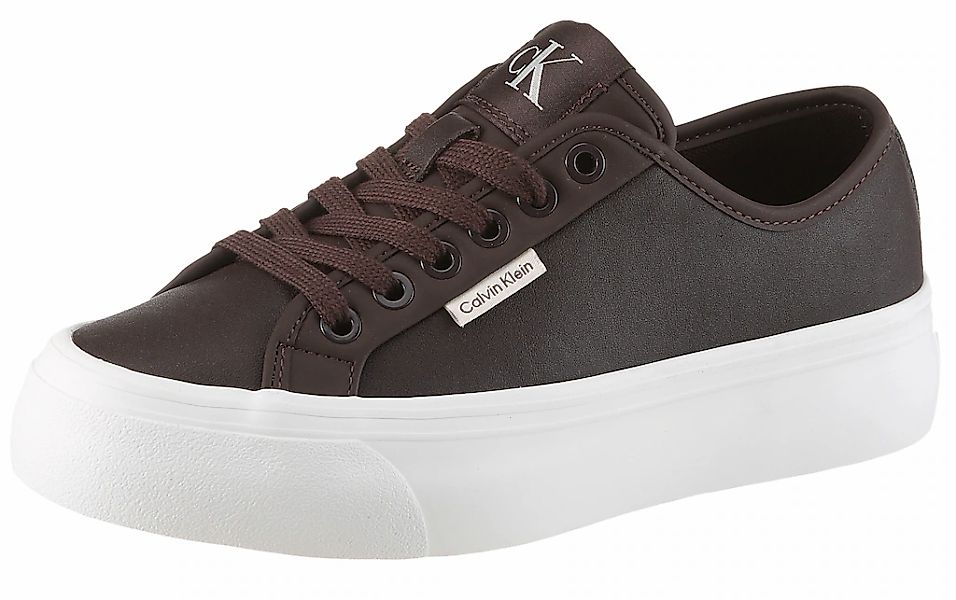 Calvin Klein Jeans Plateausneaker "VULC FLATF LACE UP LTH CK" Schnürschuh, günstig online kaufen