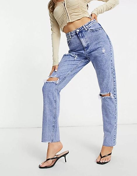 Missguided – Wrath – Jeans im geraden Schnitt mit hohem Bund im Distressed- günstig online kaufen