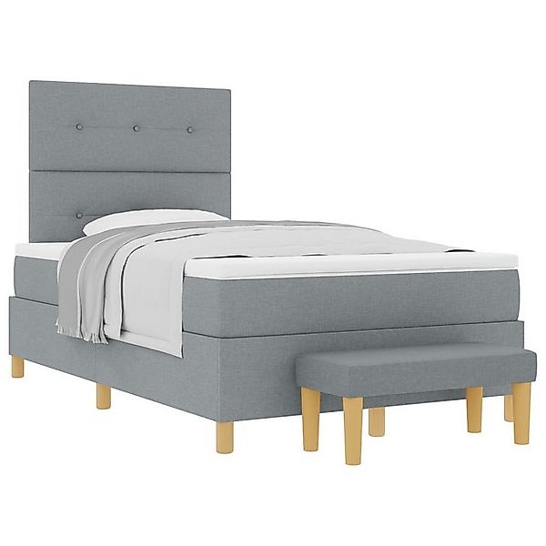 vidaXL Bett Boxspringbett mit Matratze & Bank Hellgrau 120x190 cm Stoff (2- günstig online kaufen