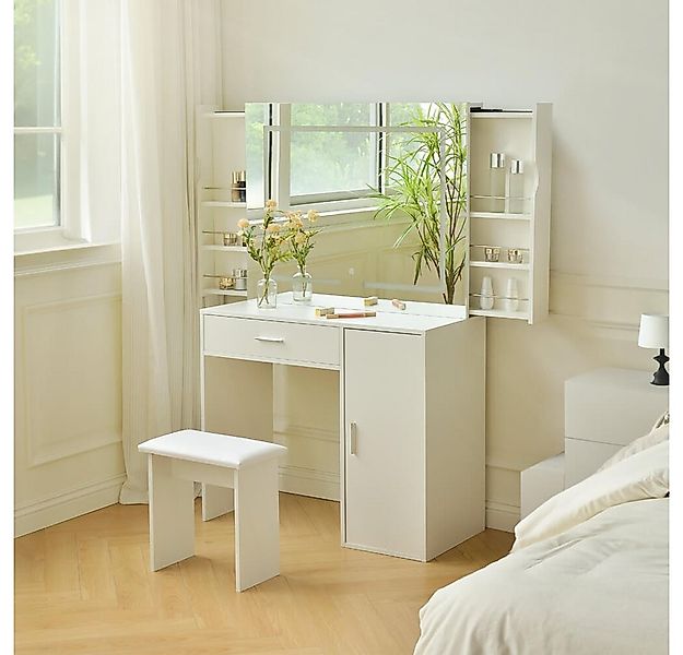 HOME DELUXE Schminktisch IMANI - Weiß 130 x 80 x 40 cm (inkl. Hocker & Spie günstig online kaufen