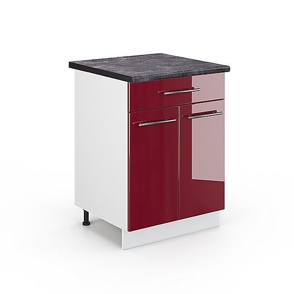 Vicco Küchenunterschrank Fame-Line Bordeaux Hochglanz/Weiß 60 cm mit Schubl günstig online kaufen