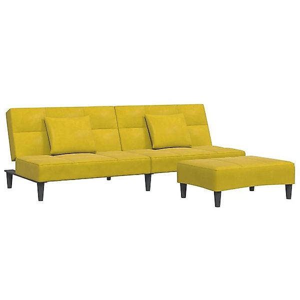 vidaXL Sofa Schlafsofa 2-Sitzer mit Fußhocker Gelb Samt günstig online kaufen