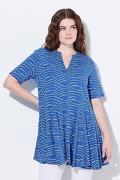 Ulla Popken T-Shirt T-Shirt Wellen Tunika-Ausschnitt Halbarm günstig online kaufen