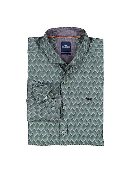 Engbers Langarmhemd engbers Herren Langarm-Hemd gemustert, Oliv günstig online kaufen