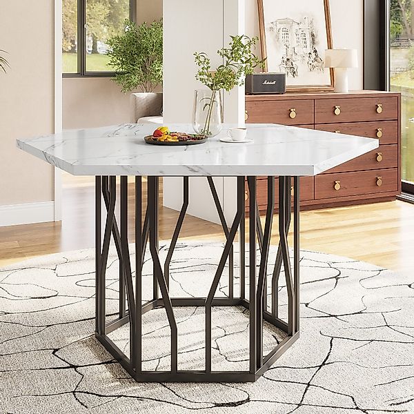STILVORA Esstisch sechseckiger Couchtisch mit Metallhalterung,Marmor-Küchen günstig online kaufen