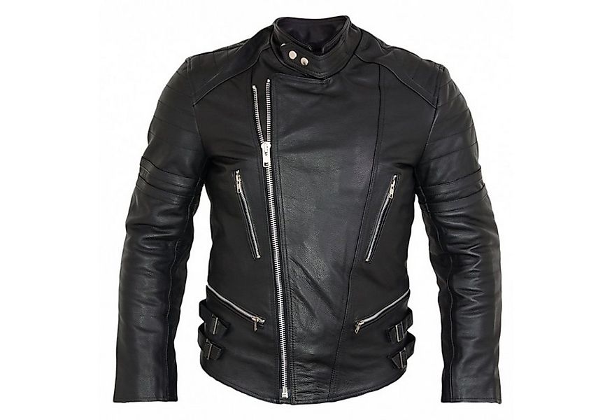 MDM Motorradjacke Retro Herren Motorrad Lederjacke in Schwarz mit Protektor günstig online kaufen