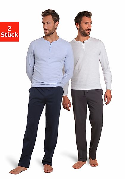 AUTHENTIC LE JOGGER Pyjama, (Packung, 4 tlg., 2 Stück), Schlafanzug mit Kno günstig online kaufen