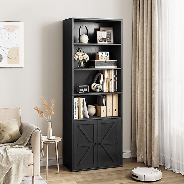 GarveeMore Bücherregal mit Türen,6 Regal Display günstig online kaufen