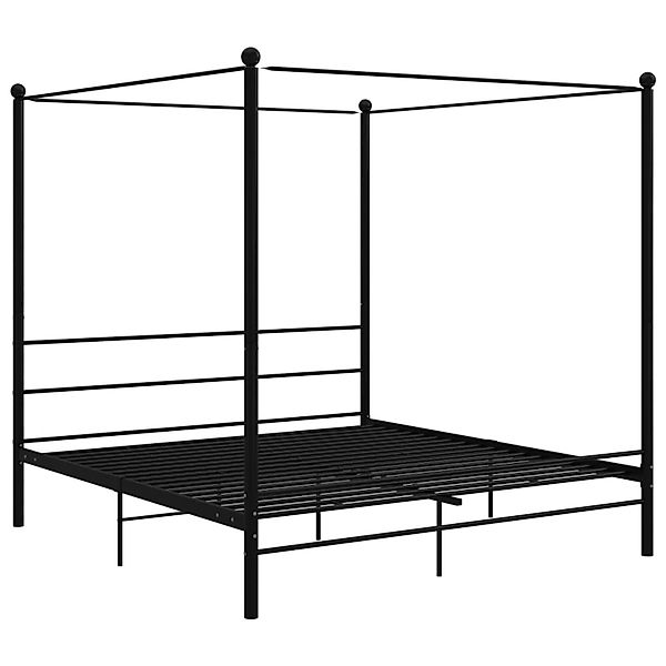 vidaXL Bett, Himmelbett Schwarz Metall 180x200 cm günstig online kaufen