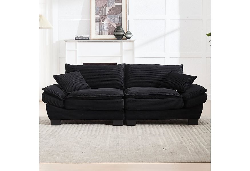 KLAM HOME Sofa 2-Sitzer Doppelsofa Loungesofa aus Cordstoff mit Relaxfunkti günstig online kaufen