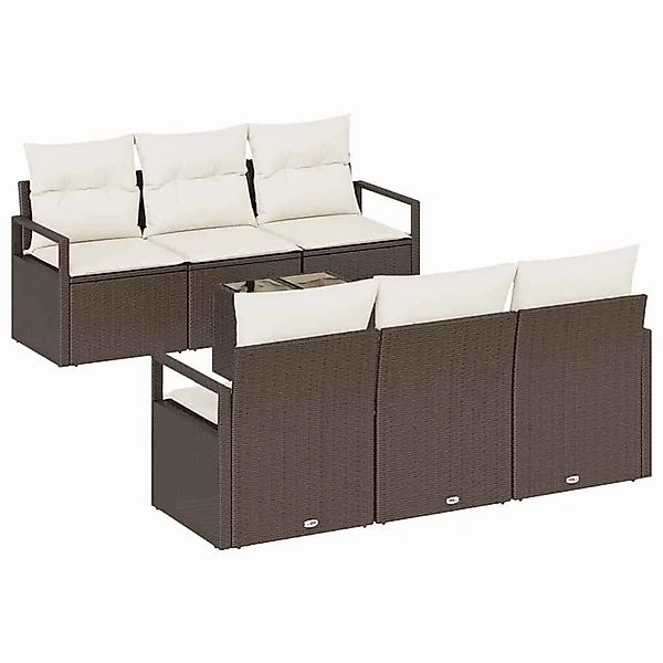 vidaXL Sofa Set 7-Tlg Braun und Creme Poly-Rattan 3346268 günstig online kaufen