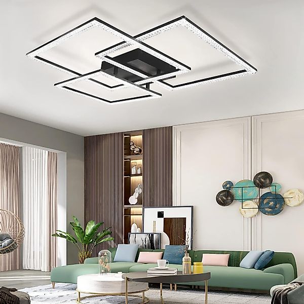 Nettlife LED Deckenleuchte Wohnzimmer Schwarz Deckenlampe günstig online kaufen
