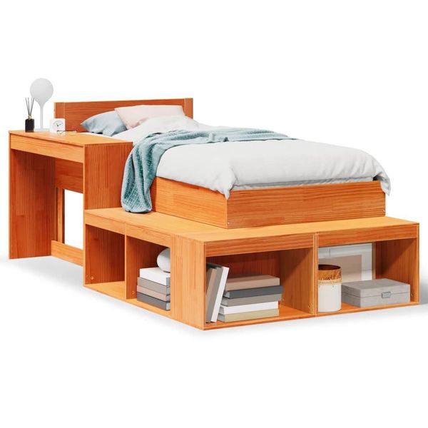 vidaXL Bett Massivholzbett ohne Matratze Wachsbraun günstig online kaufen