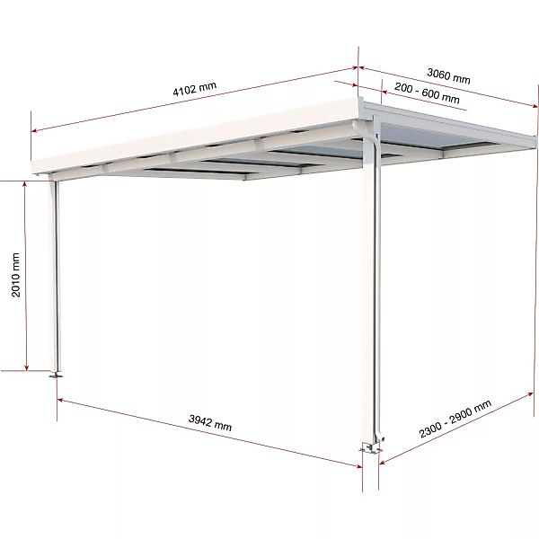 Terrassenüberdachung Premium Bausatz (BxT) 410 cm x 306 cm Weiß günstig online kaufen