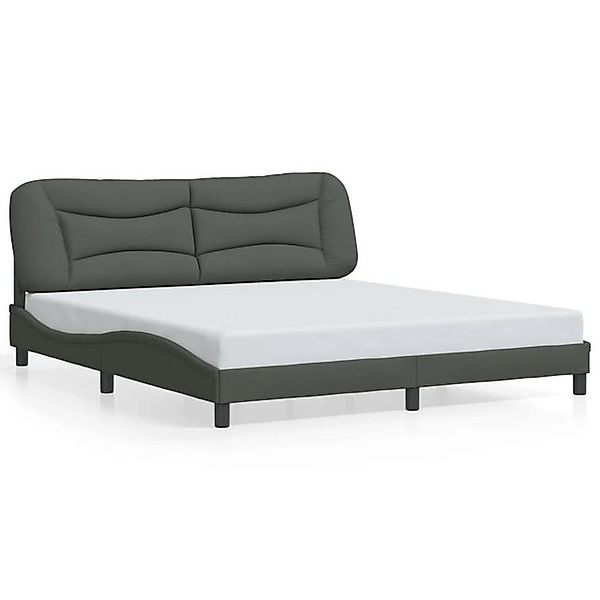vidaXL Bettgestell, Bettrahmen mit Kopfteil Dunkelgrau 180x200 cm Stoff günstig online kaufen