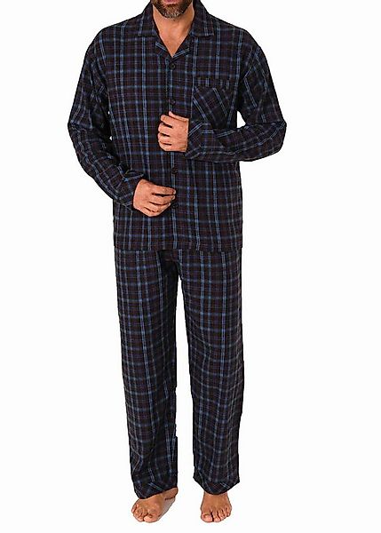Normann Pyjama Herren langarm Flanell Pyjama Set Schlafanzug zum durchknöpf günstig online kaufen