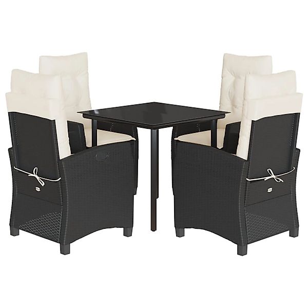 vidaXL 5-Tlg Garten-Essgruppe mit Kissen Schwarz Poly Rattan 3212733 günstig online kaufen