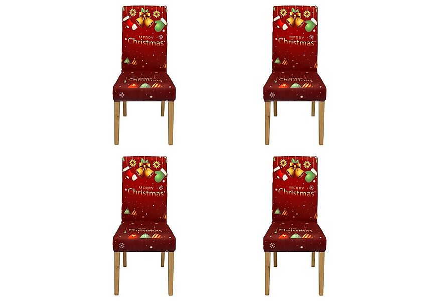 Qelus Stuhlhusse Stuhlhusse Stretch Stuhlhussen Weihnachtsmann Druck 2er/4e günstig online kaufen