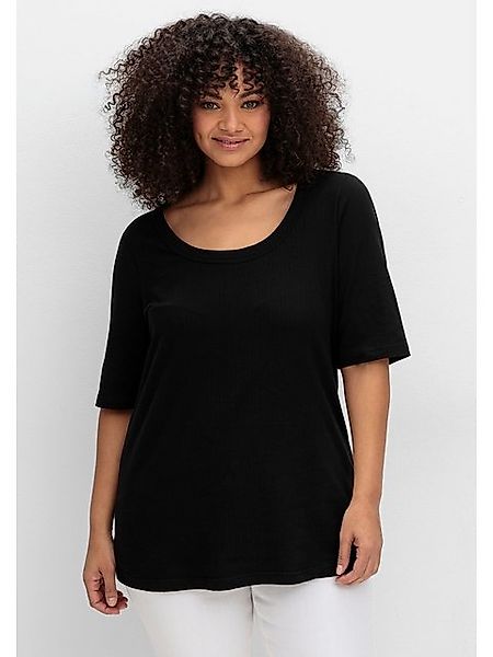 Sheego T-Shirt Große Größen mit weitem Rundhalsausschnitt, in Rippstruktur günstig online kaufen