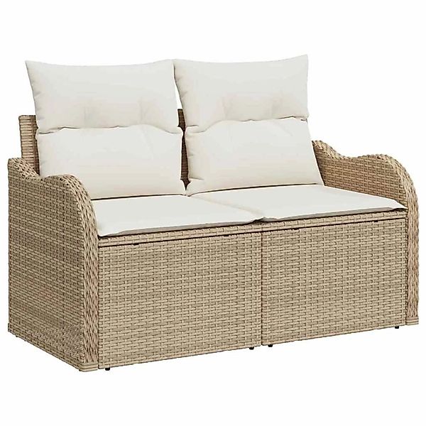 vidaXL Garten-Sofa-Set mit Kissen 7-Tlg Beige Poly Rattan 3348477 günstig online kaufen