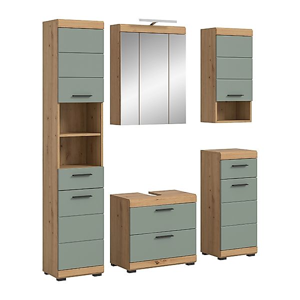 Badkombination 5-teilig Schubladen 164 x 191 x 34 cm Front Salbei FSC® günstig online kaufen