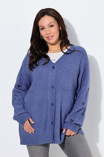Ulla Popken Strickjacke Strickjacke Paillettenherzen V-Ausschnitt Langarm günstig online kaufen