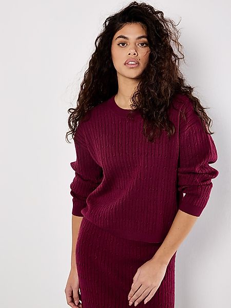 Apricot Strickpullover Zopfstrickpullover, (1-tlg) mit Fledermausärmeln günstig online kaufen
