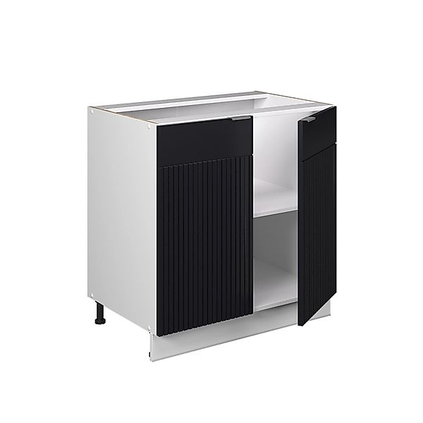 Vicco Spülenunterschrank Fame-Line Schwarz Gestreift 80 cm mit Regal AP Eic günstig online kaufen