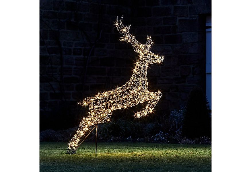 Lights4fun LED-Dekofigur Springendes LED-Rentier Hirsch L Harlow, Weihnacht günstig online kaufen