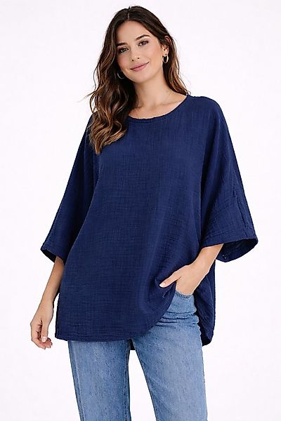 WENOR Blusentop Damen Musselin Oversize Bluse Fledermausärmel lockerer Schn günstig online kaufen
