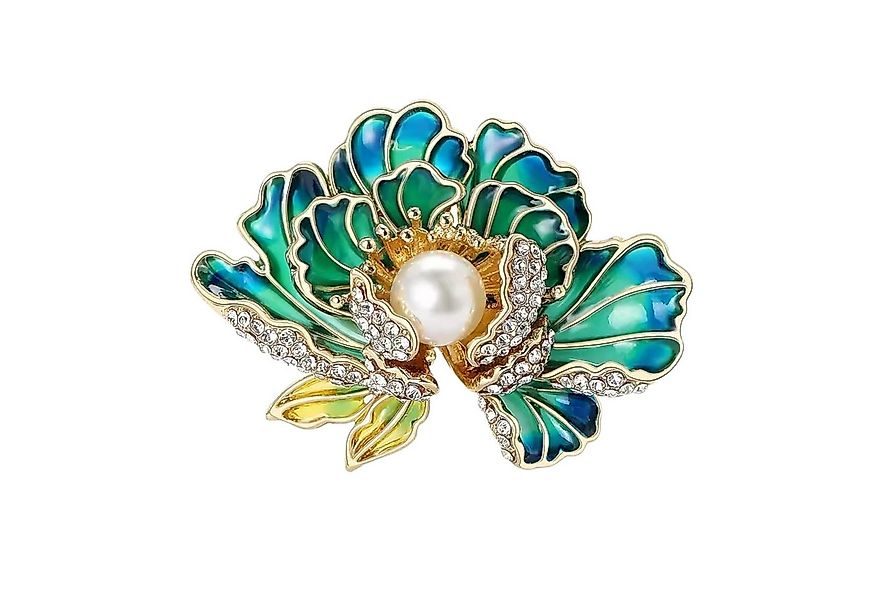 Dark-Desires Brosche Vintage Brosche Lotusblüte in blau-grün, Damen Brosche günstig online kaufen