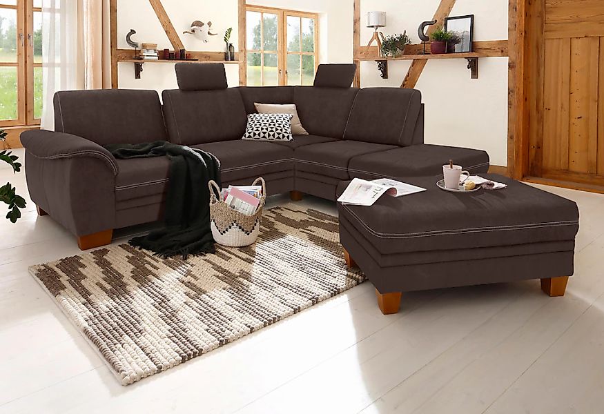 Home affaire Ecksofa »Husum L-Form«, mit Sitztiefenverstellung, Federkern-P günstig online kaufen